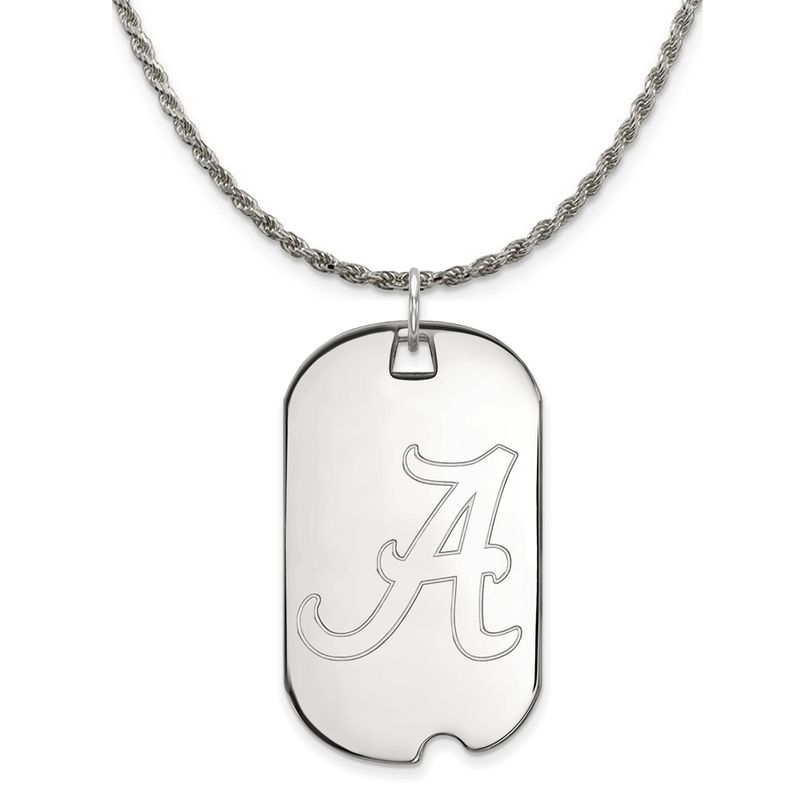 Sterling Silver U. Of Alabama Large Initial A Dog Tag Necklace - 22 In